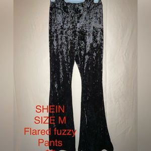SHEIN Black Flared Fuzzy Pants. Worn only once, Size M.
